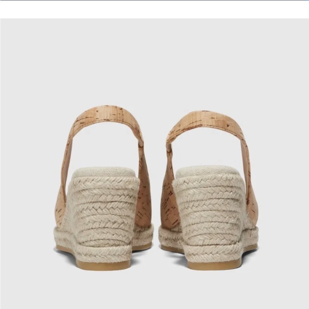NWOT Cole Haan Cloudfeel Espadrille Wedge Slingback Cork-Natural Linen - Picture 5 of 13
